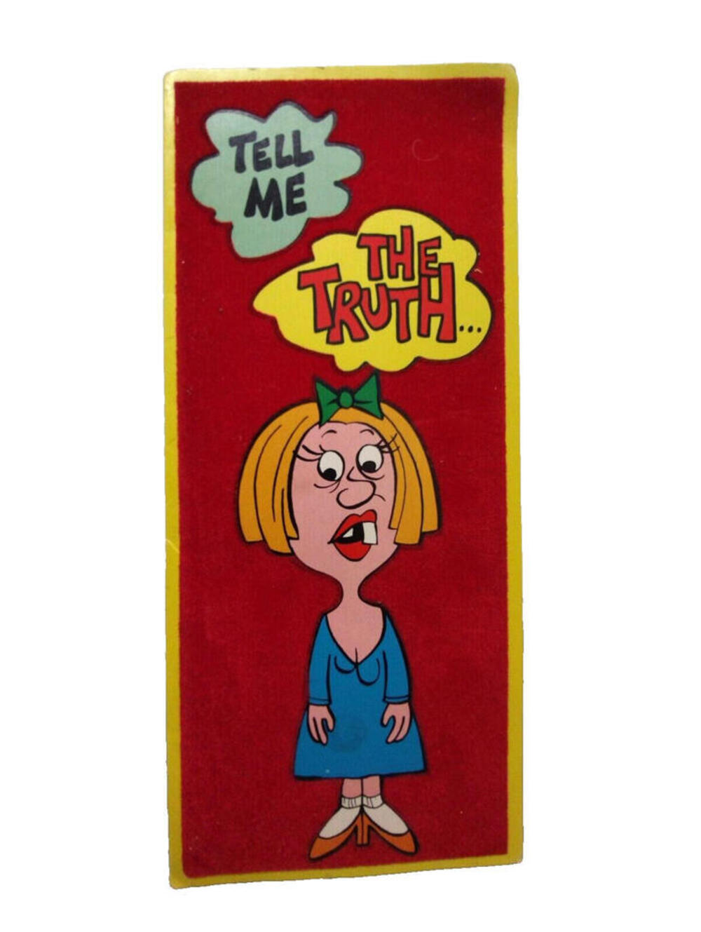 VINTAGE Hinz Greeting Card Red Flocked HUMOR 1960s Funny Face Card MCM Length 9"